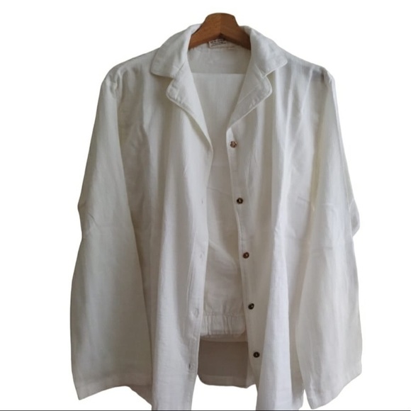 Cotton Breezy Pajamas Set, Off White Color - Picture 1 of 12